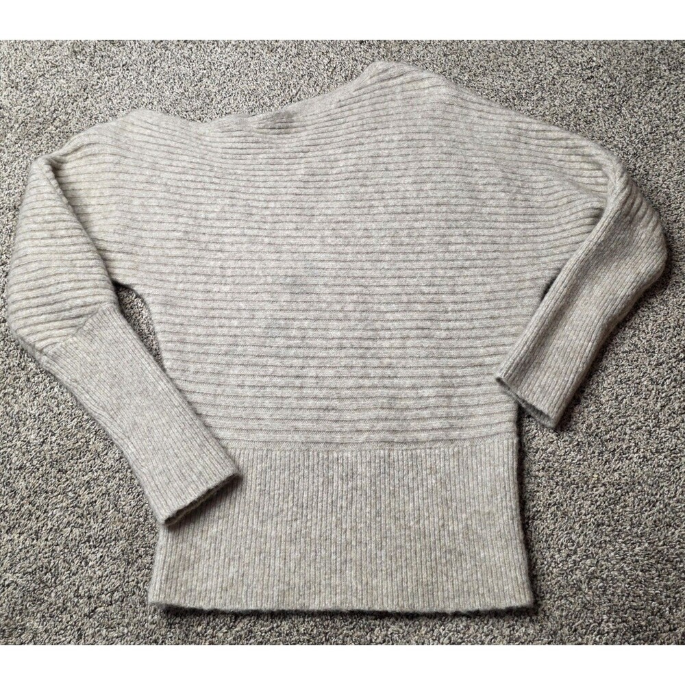 Banana Republic Size Small Gray Long Sleeve Sweater Asymmetrical Slim Fit Ribbed